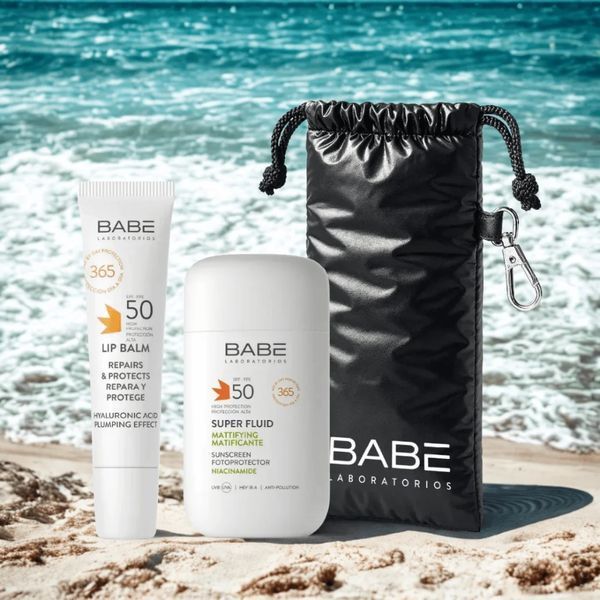 Набір для обличчя та губ - Babe Laboratorios Face & Lips (Fluid + Balm) Set 114511 фото
